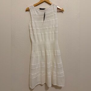 Ralph Lauren White Textured Sleeveless Midi Dress